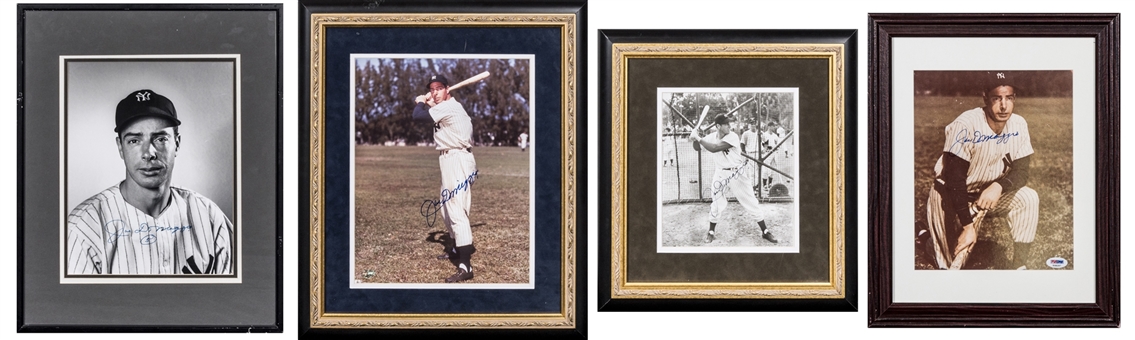 Lot of (4) Joe DiMaggio Autographed and Framed Photographs (PSA/DNA)